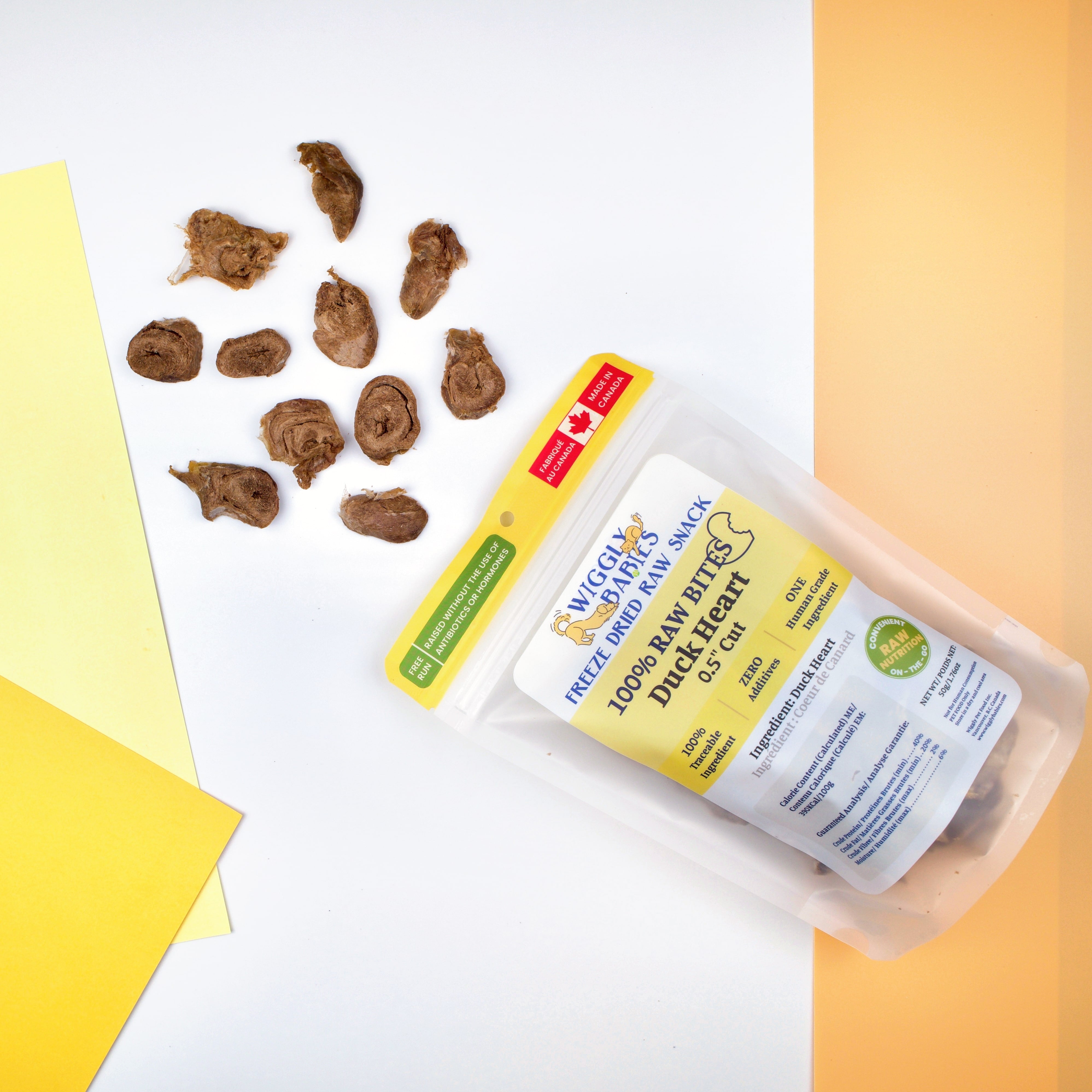 Wiggly Babies | Duck Heart - Freeze Dried Raw Half Diced - 50g/1.76oz
